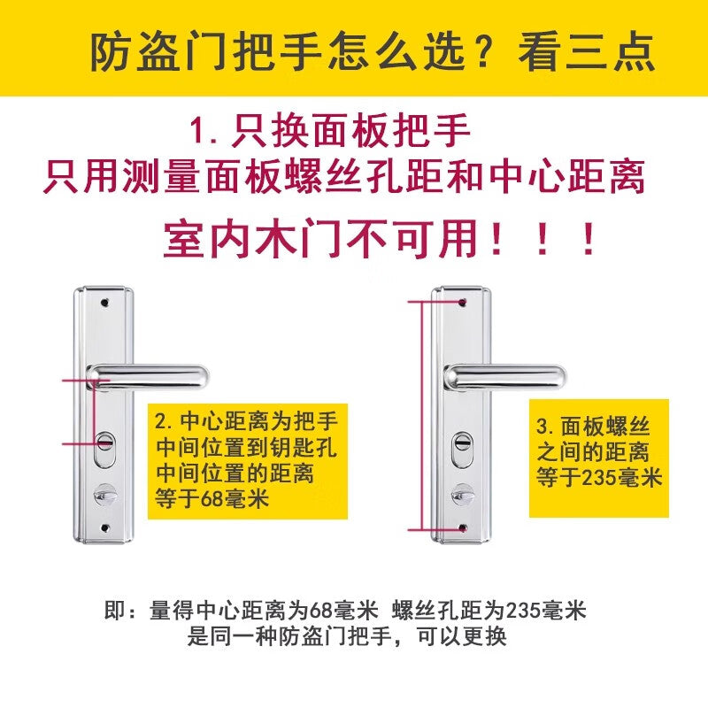Shouli Multifunctional Anti-theft Door Handle, Anti-theft Door Lock, Entrance Door Handle, Stainless Steel Anti-pry Panel Handle - Keyless