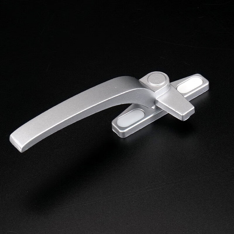 Bingyu Aluminum Alloy Single-Point Casement Window Handle, Type 50 Window Handle, Outward Opening Window, 7-Shaped Window Lock, Silver Gray, Left Handle, BH-589