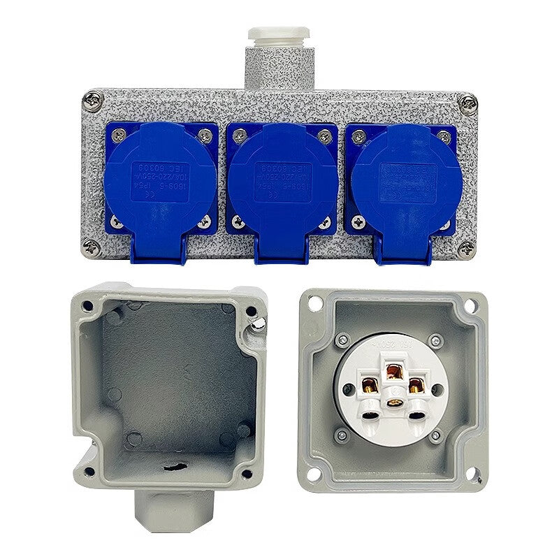 Shenfang Explosion-proof Socket, Surface Mount/Conceal Mount, Type 86 Industrial Waterproof Terminal Block with Switch, Multi-functional Explosion-proof Socket, Three-gang Three-hole [10-13A]