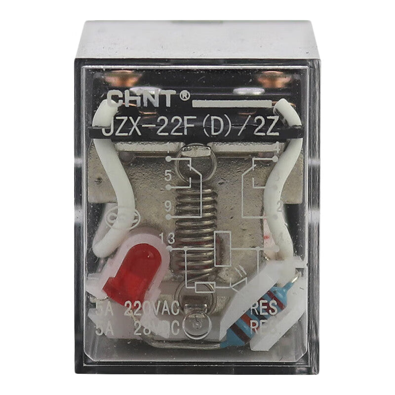 Chint small medium power electromagnetic relay AC 220VAC 2NO+2NC 5A JZX-22F(D)/2Z plugged into DC220V