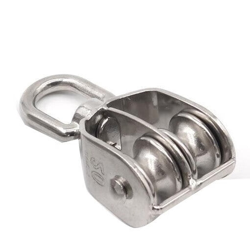 Deyu Industrial Products - Stainless Steel Wire Rope Pulley, Hook, and Ring - Labor-Saving Pulley - One Price, M75 Double Wheel, 800kg Load Capacity