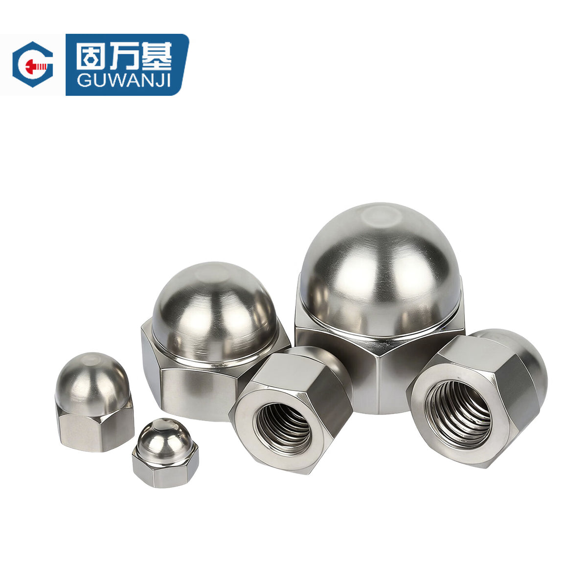 GUWANJI Hexagonal Cap Nut TA2 Titanium Alloy Cap Nut Pure Titanium Cap-Shaped Spherical Head Decorative Capped Nut M5 [5 pieces]