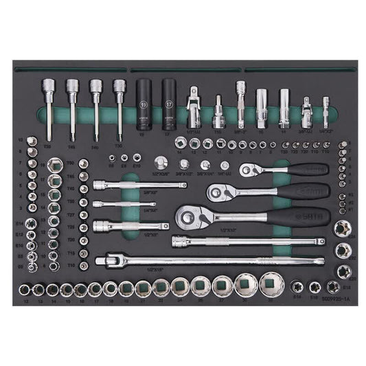 SATA 210-piece machine repair tool cart set (including 95125-4 drawer 2-door tool cart); 09925