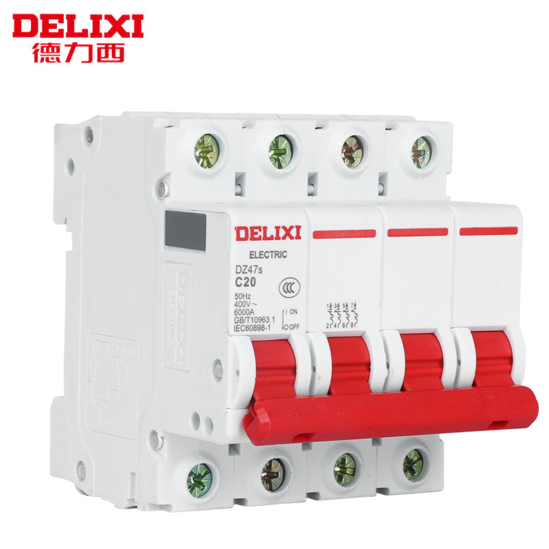 DELIXI DZ47S-63-4P-C20 air switch miniature circuit breaker three-phase electric gate main switch air switch