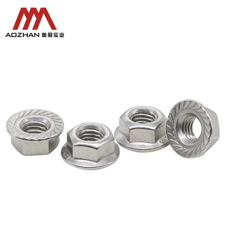 AOZHAN 304 Stainless Steel A2-70 Hex Flange Nuts DIN6923 M5 100 pieces/pack