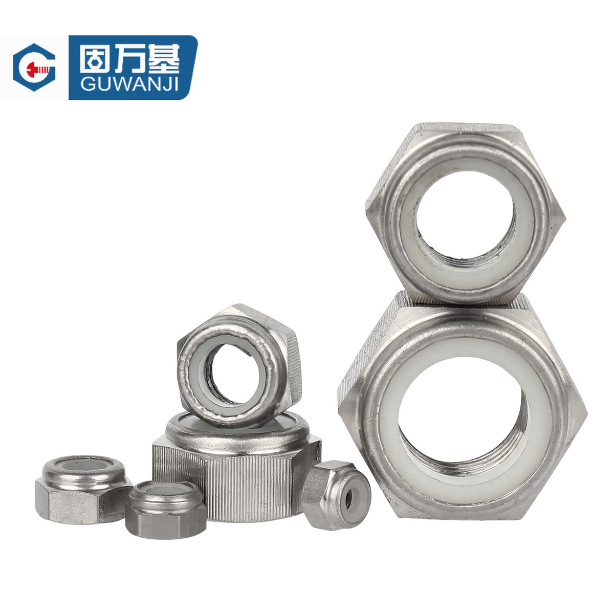 GUWANJI Non-metallic Insert Locking Nut TA2 Pure Titanium Nylon Locking Nut Titanium Alloy Loosening Nut Anti-slip Nut Anti-locking Nut M6 [5 pieces]