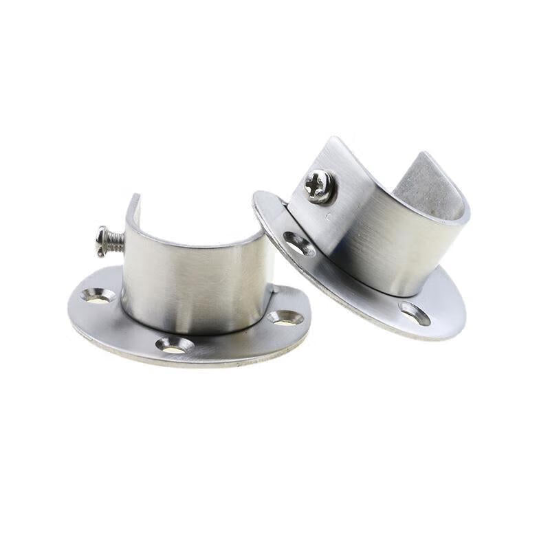 Masford Thickened Stainless Steel Open Flange Seat for Clothes Rods and Wardrobes, Round Tube Seat for Clothes Rods *1 Pack, 2 x 22mm + 2 Sets of Mounting Screws