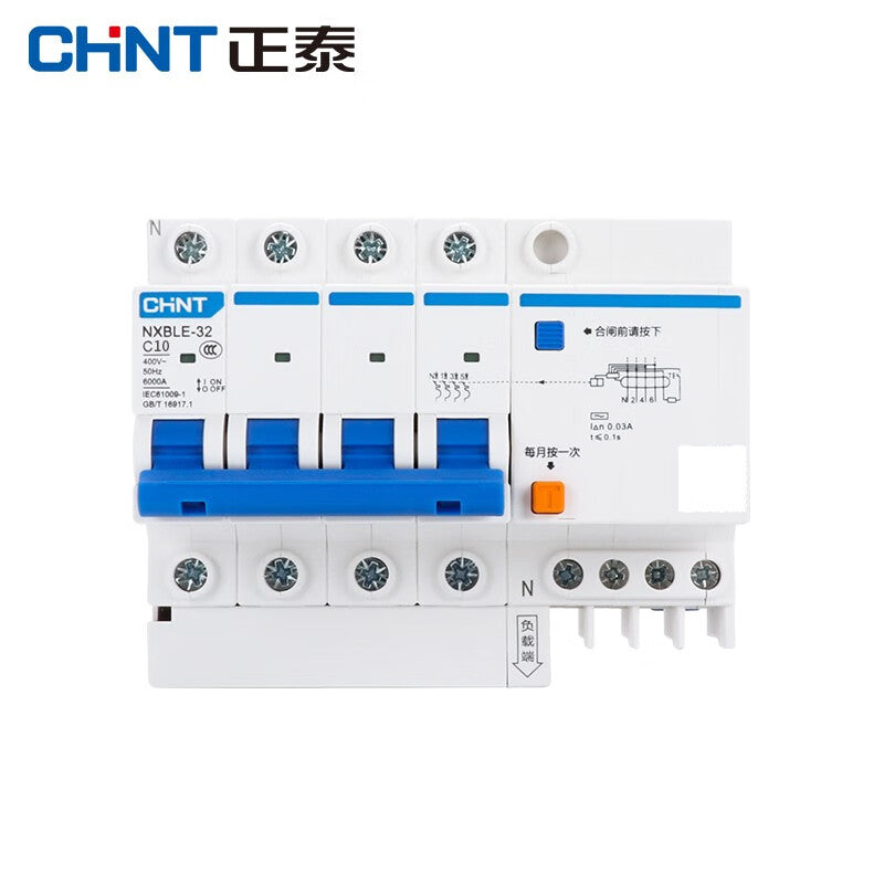 Chint NXBLE-32-4P 30mA 6KA Circuit Breaker