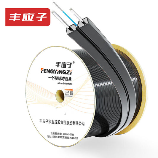 Fengyingzi Drop Fiber Optic Cable Indoor 3.0 Single-mode Single-core 1-core 2-steel-wire Black Low-smoke Halogen-free Network Cable 2000 meters FYZ-PX1805