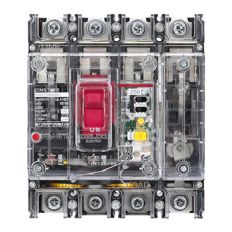 Delixi CDM3LT-250S Residual Current Circuit Breaker with Transparent Shell