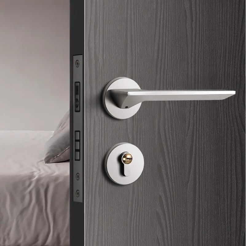 Basic interior bedroom door lock, split lock, room door lock, wooden door lock, handle door lock, gunmetal gray.