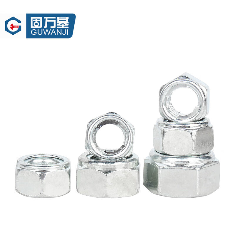 GUWANJI All-Metal Hexagonal Lock Nuts, Galvanized Metal Sheet Lock Nuts, Iron Hexagonal Anti-Loosening Self-Locking Nuts, M4 [500 pieces]