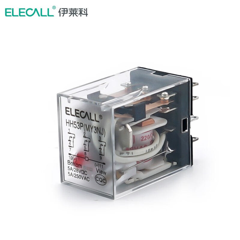 ELECALL HH53P small intermediate relay AC three-open three-closed with light without base electromagnetic relay set 11 feet MY3NJ AC220V