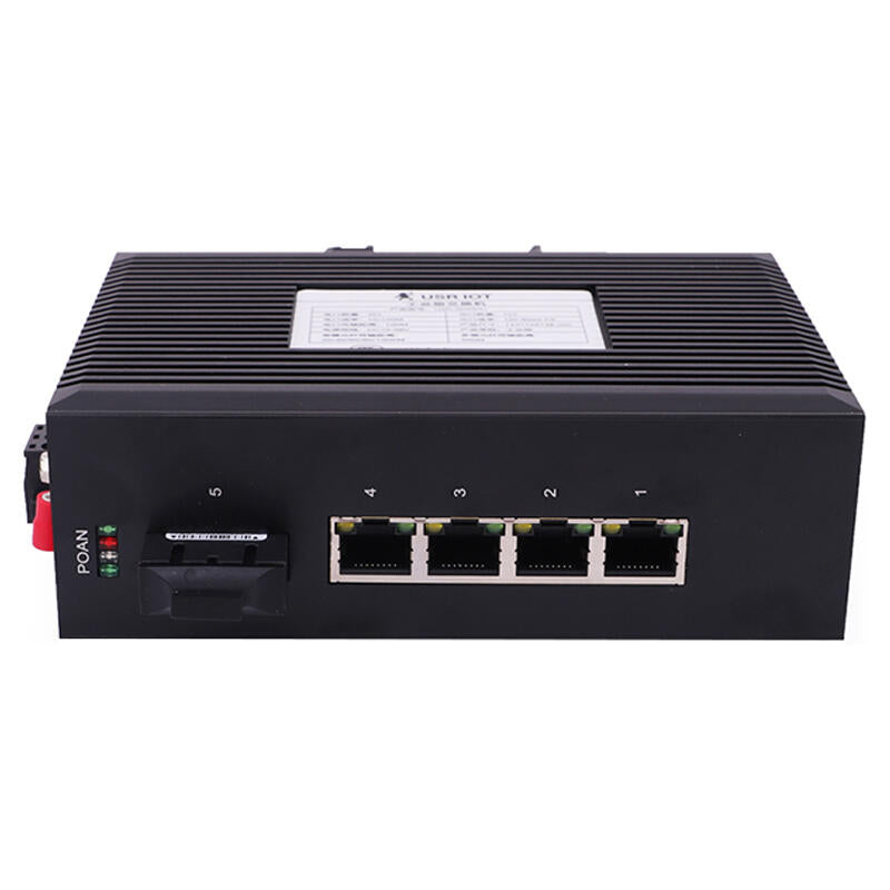 LonHand Industrial Ethernet Switch DIN Rail Type 100M 4 Electrical Ports 1 Optical Port Plug and Play USR-SDR041