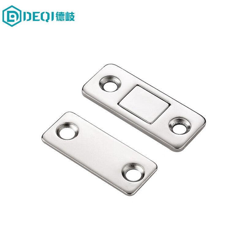 Deqi No-Drill Invisible Door Stopper, Slim Magnetic Door Stopper for Drawers, Wardrobes, and Sliding Doors, Silver (Set of Two)