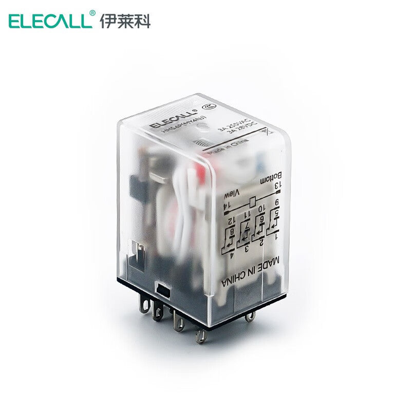ELECALL HH54P small intermediate relay AC four open four closed with light without base electromagnetic relay set 14 feet MY4NJ AC110V