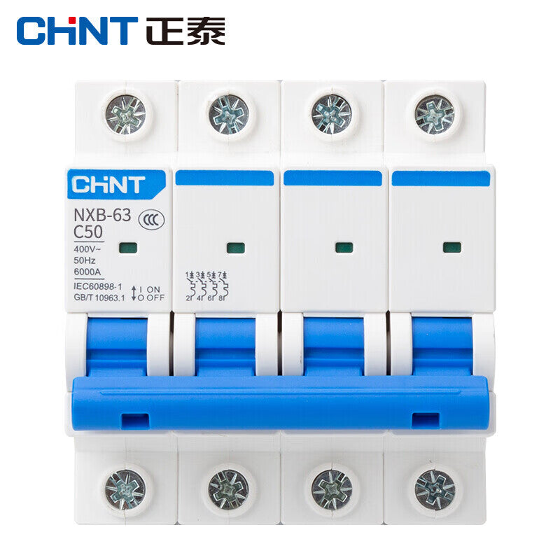 Chint (CHNT) NXB-63-4P-C50 industrial circuit breaker air switch overload air switch DZ47 upgraded small circuit breaker