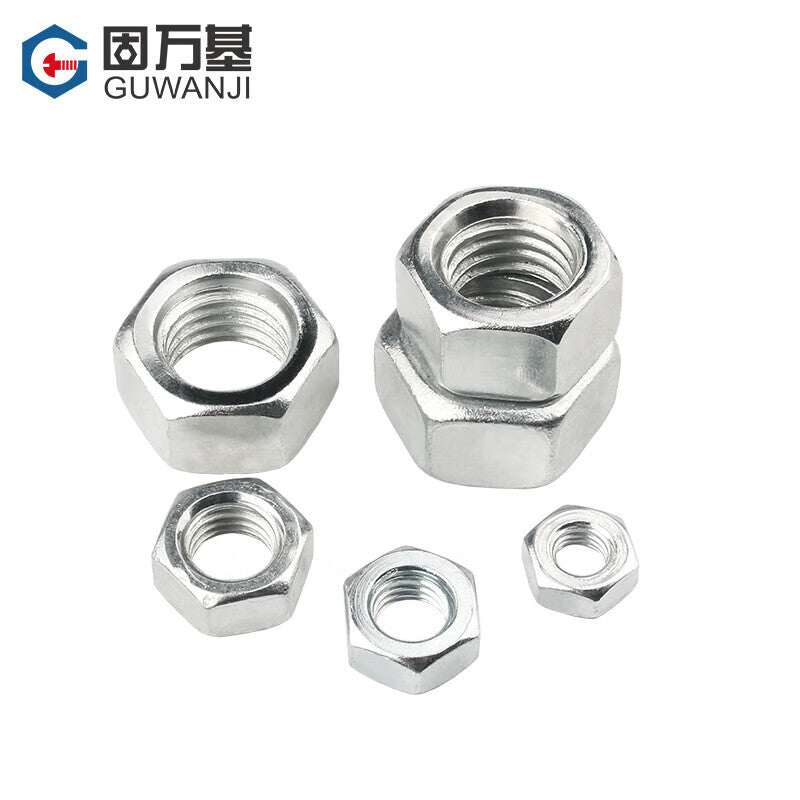 GUWANJI hexagonal nuts, galvanized iron/white zinc alloy nuts, carbon steel nuts, M6 [1 piece]