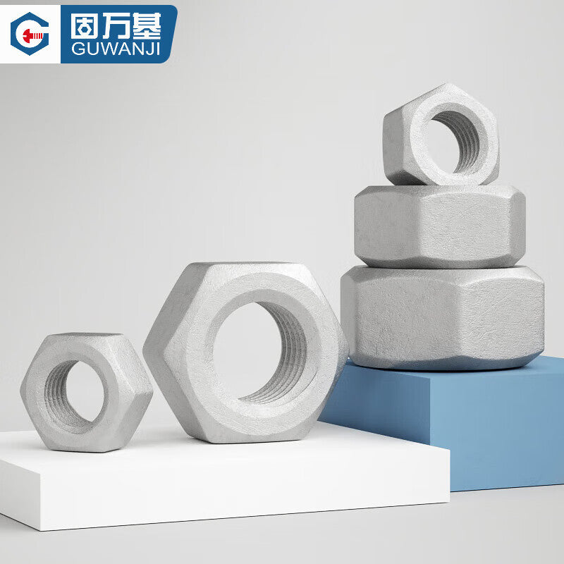 GUWANJI hexagonal nuts, hot-dip galvanized hexagonal screw caps, grade 8 hot-dip galvanized expanded hole nuts, M12 [1 piece]