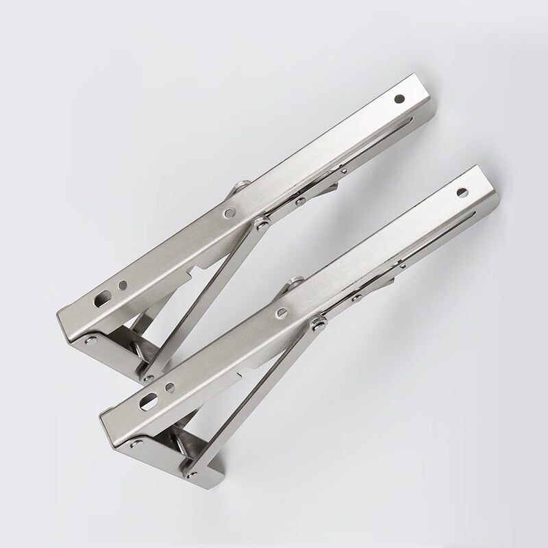 Deqi Stainless Steel Foldable Shelf Bracket, Triangular Storage Rack Bracket, 12-inch Stainless Steel (2 pieces)
