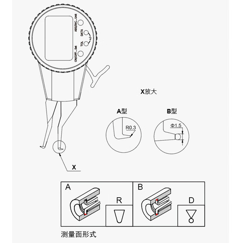 QLR Qinghai Qingliang Electronic Digital Display Internal Caliper Gauge/Caliper with High Precision 0.005mm Internal Groove Diameter Measurement 506-23-012 / Measuring Range 10-30mm