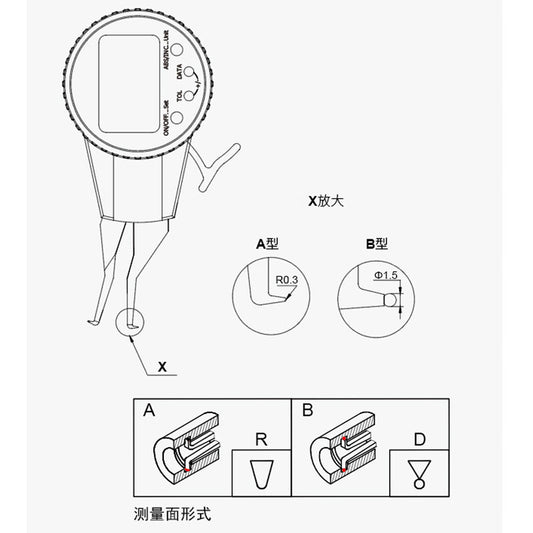 QLR Qinghai Qingliang Electronic Digital Display Internal Caliper Gauge/Caliper with High Precision 0.005mm Internal Groove Diameter Measurement 506-23-012 / Measuring Range 10-30mm