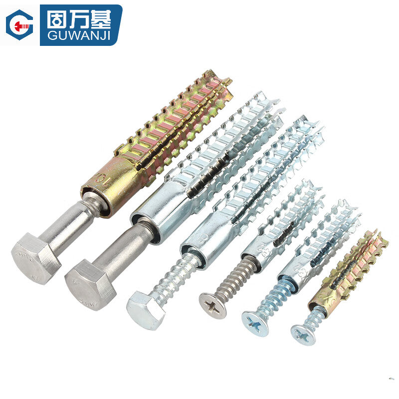 GUWANJI Serrated Expansion Screws, Serrated Expansion Screws with Metal Expansion Tubes for Anti-Loosening M5x30 [50 sets/pack] Blue and White Zinc Tube + 304 Phillips Head