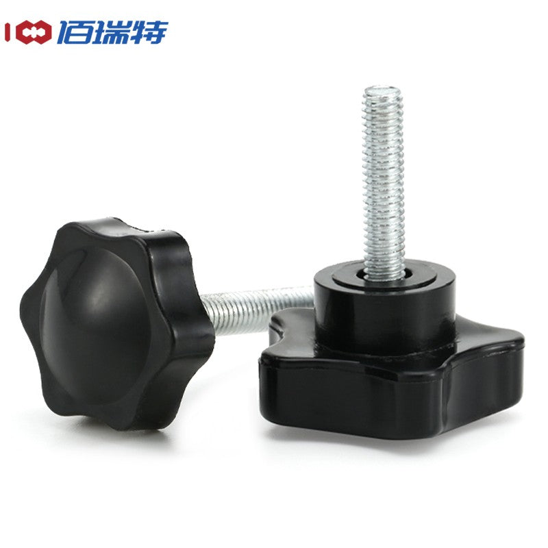 Bairuit M4-M12 Torx Handle Screw, Star-shaped Hexagonal Handle, Plastic Head, Wooden Hand-tightening Screw, Adjustable Manual Bolt M6*50 [Handle Diameter 32mm] Hexagonal