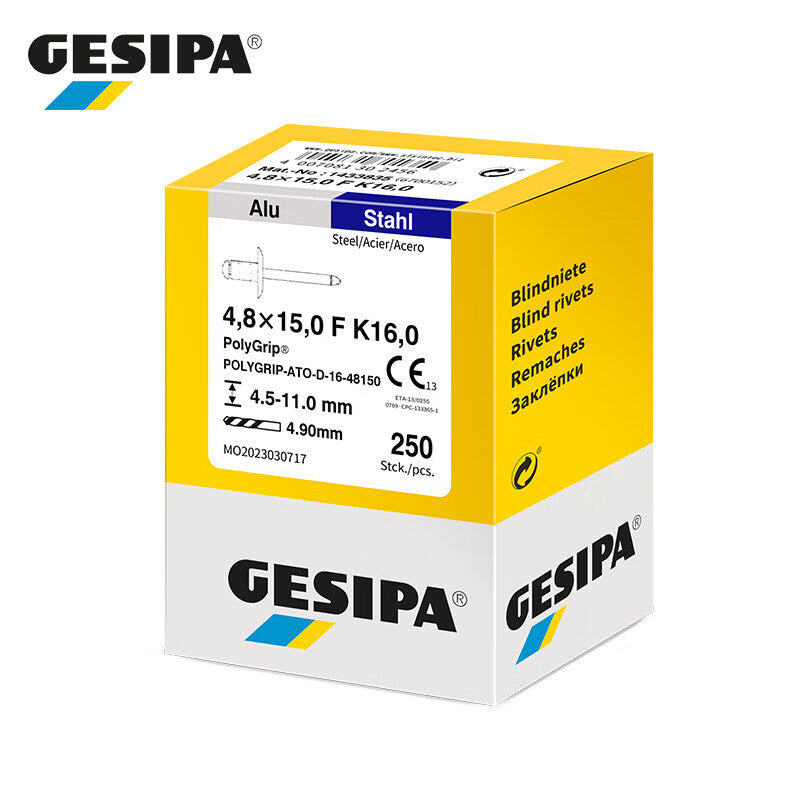 GESIPA 1433835 Large Flange Type Blind Rivet 4.8x15.0 F K16.0 250 pieces/box