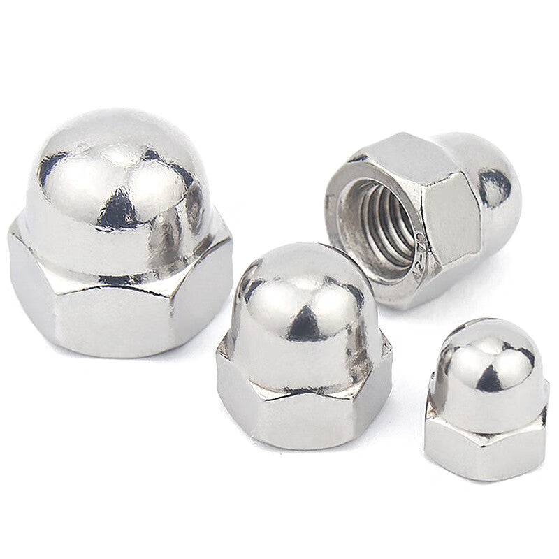 Hesterig JG-702 304 Stainless Steel Cap Nut DIN1587 Decorative Screw Cap Round Head Nut M6 (10 pieces)