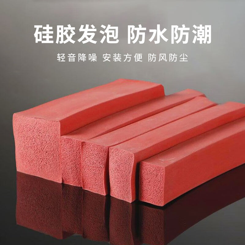 Deqi High Temperature Resistant Silicone Strips, Sponge Rubber Silicone Foam Strips, Oven Motor Cabinet Sponge Strips, Red, 10mm*50mm (1 meter)
