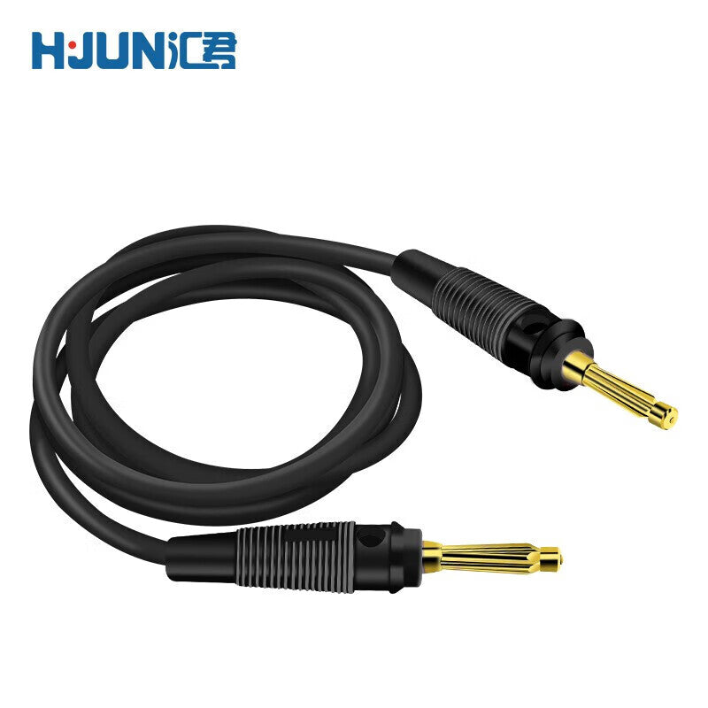 Huijun 4mm Banana Plug, Brass Gold-Plated High Current 32A Instrument Plug, Double-Ended with 1-Meter Cable, Black