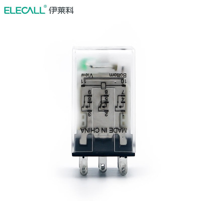 ELECALL HH53P small intermediate relay DC three open and three closed with light without base electromagnetic relay set 11 feet MY3NJ DC24V