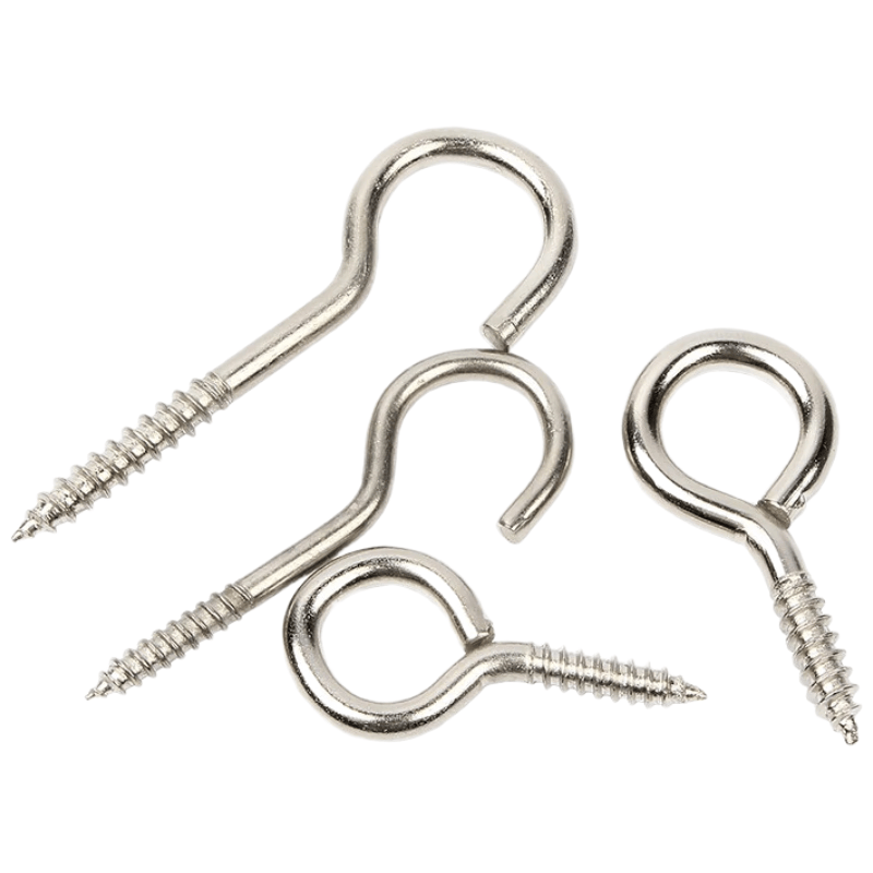 Yonglishang Galvanized Eyelet Self-Tapping Screws, Hooks, Hanging Rings, Iron Hooks, Light Hooks with Loops, Eyelet Screws, Open-End Self-Tapping Screws with Rings, Open Hooks #8 (10 pieces)