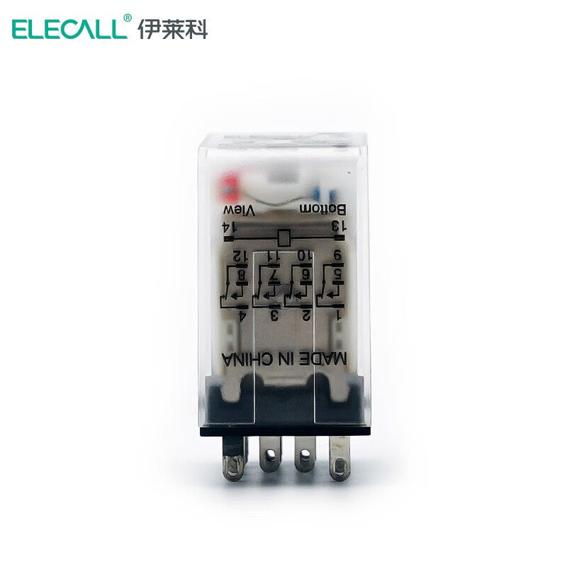 ELECALL HH54P small intermediate relay AC four open four closed with light without base electromagnetic relay set 14 feet MY4NJ AC110V