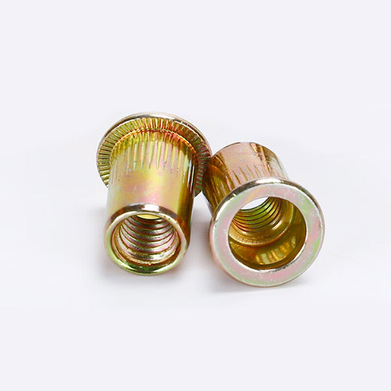 Deqi Color Zinc Flat Head Rivet Nuts, Knurled Rivet Nuts, M5 (10 pieces)