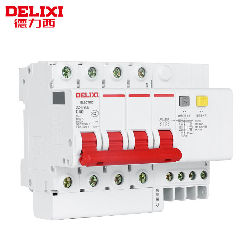 DELIXI DZ47SLE-4P-C40 30mA 6kA Circuit Breaker