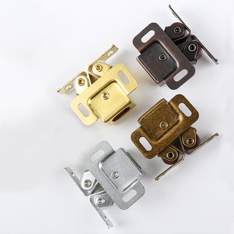 Deqi cabinet door catches, wardrobe and kitchen door clips, small magnetic cabinet door catches, flat bottom, silver (10 pieces)