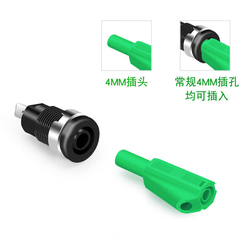 Huijun 4mm safety banana plug, 32A, 600V high voltage resistant, brass nickel-plated, stackable, lantern-shaped, weldable, green (1 piece)