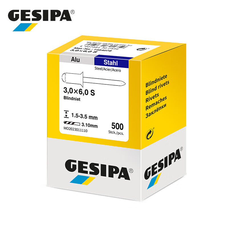 GESIPA 1454078 Standard Countersunk 120° Blind Rivet 3.0x6.0 S 500 pieces/box
