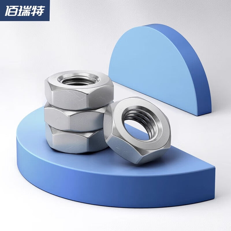 Bairuite 304 Stainless Steel Hexagonal Thin Nuts, 316 Nuts Collection, Fine Thread Flat Nuts M3 [50pcs] (304 Metric)