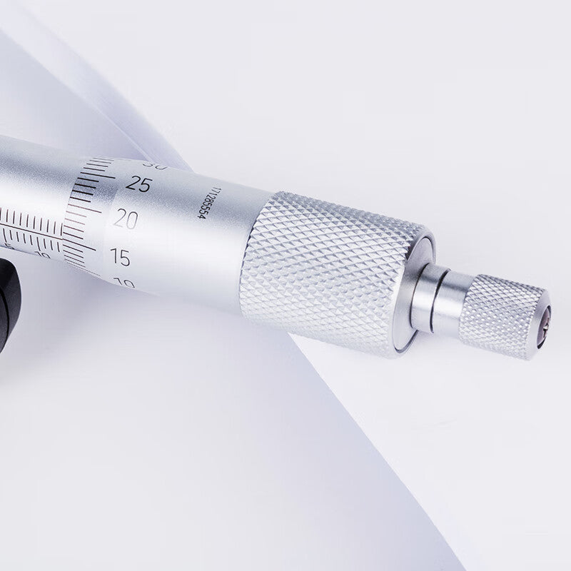 Northwest China, Qinghai Province, Micrometer with fine column, waist drum-shaped measuring head, ABCDEF mechanical scale, 0.01mm, 200-71-300/C type, 0-25mm.