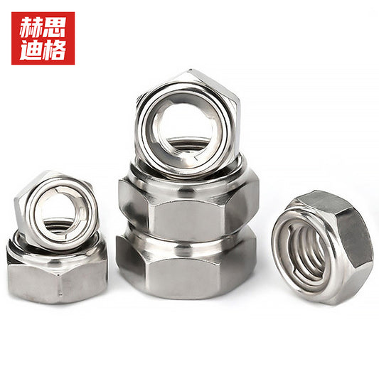 Hirschg JG-695 304 Stainless Steel All-Metal Lock Nut, Metal Self-Locking Nut, Anti-Loosening Nut, DIN980 M8-M Type (10 pieces)