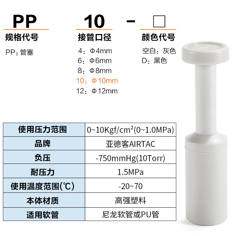 AirTAC Quick-Change Fitting Plug - Model PP4 for Efficient Connections