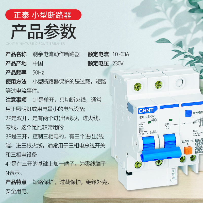 Chint NXBLE-32 2P 32A Leakage Circuit Breaker