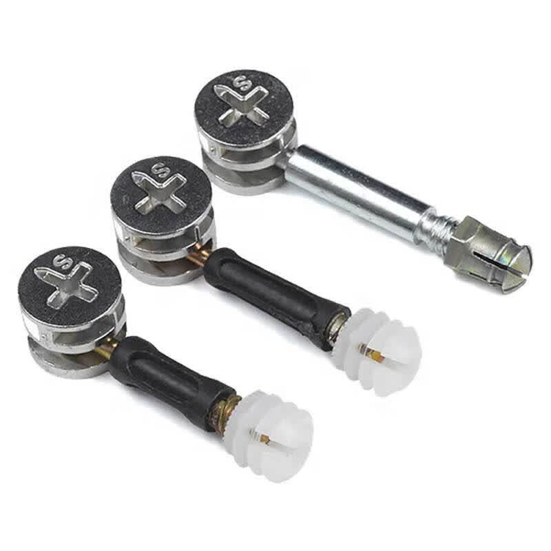 Winstan WSX04 Thickened Three-in-One Wood Board Connector, Eccentric Wheel Nut Positioning Rod (50 pieces), Alloy Wheel + 40 Plastic Rod + Plastic Expansion