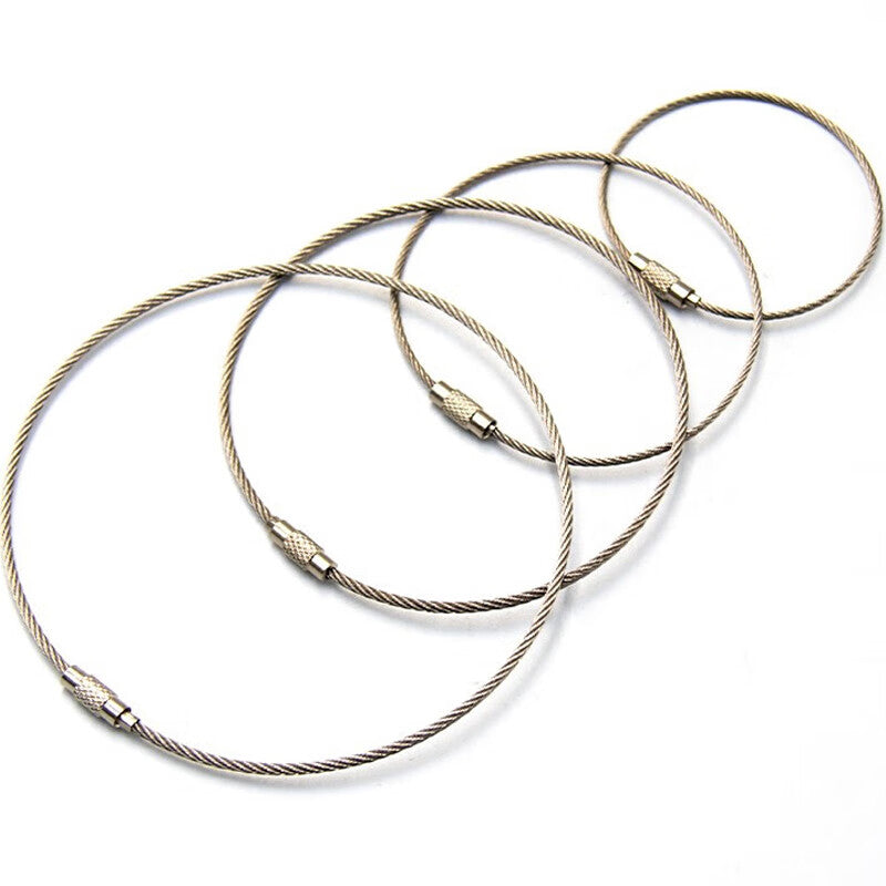 Deyu Crafts - Stainless Steel Wire Rope Keychain, Wire Ring, Wire Lock. Unit: Piece. 1.5mm*15cm