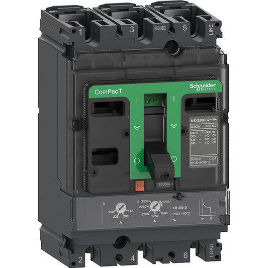 Schneider Electric NSX100H Molded Case Circuit Breaker 100A 70kA 3P