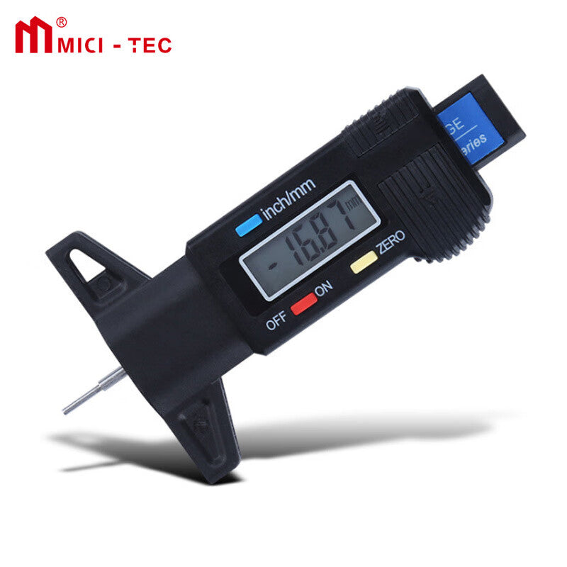 Mitz Digital Tire Tread Depth Gauge, 0-25mm, Metal Head, Miniature Depth Gauge, Tire Tread Gauge 0-25/0.01mm/Silver