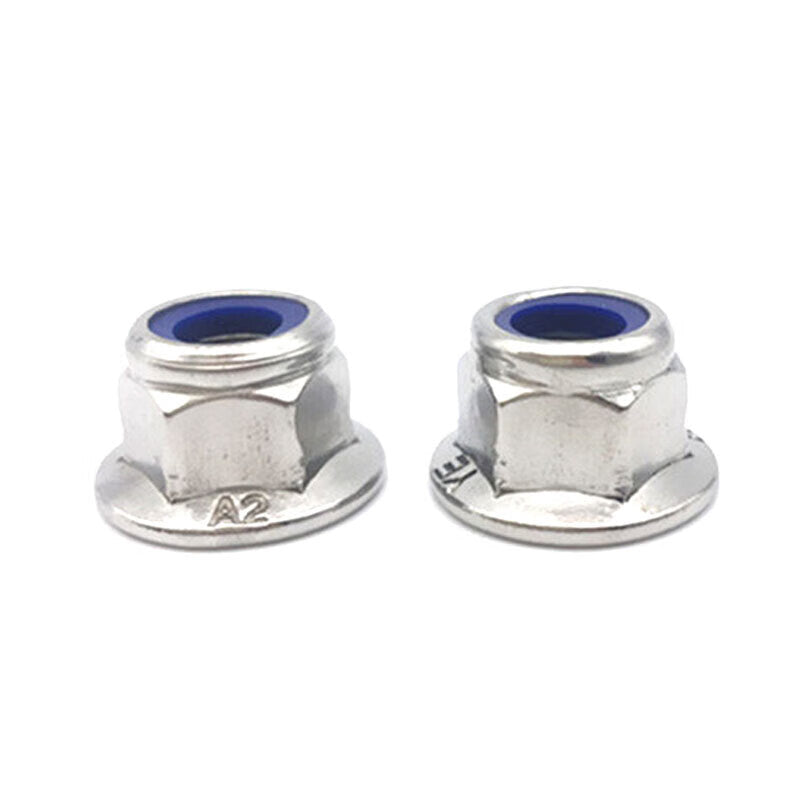 Haisdike HKYC-64 304 Stainless Steel Plastic Flange Anti-loosening Nut Lock Nut DIN6926 Flange Face Nylon Locking Nut M5 (30 pieces)